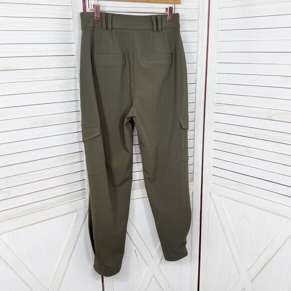 Express Super High Rise Pleated Ankle Cargo Utility Pants Olive Khaki Green 6 - Picture 3 of 16